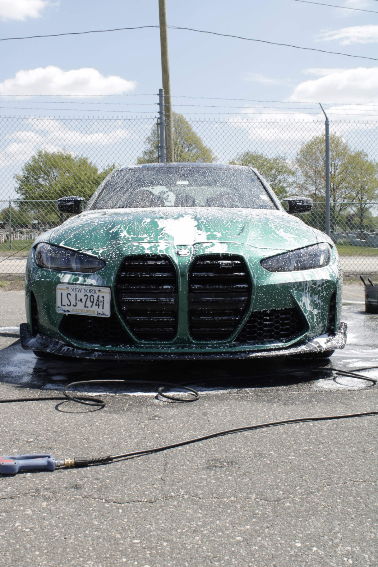 BMW M3 during foam wash